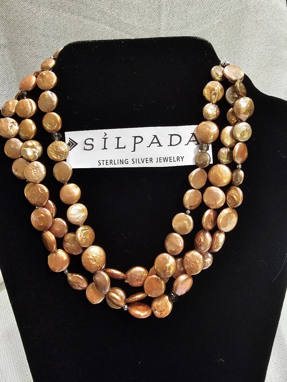 SILPADA COIN PEARL 3-STRAND NECKLACE